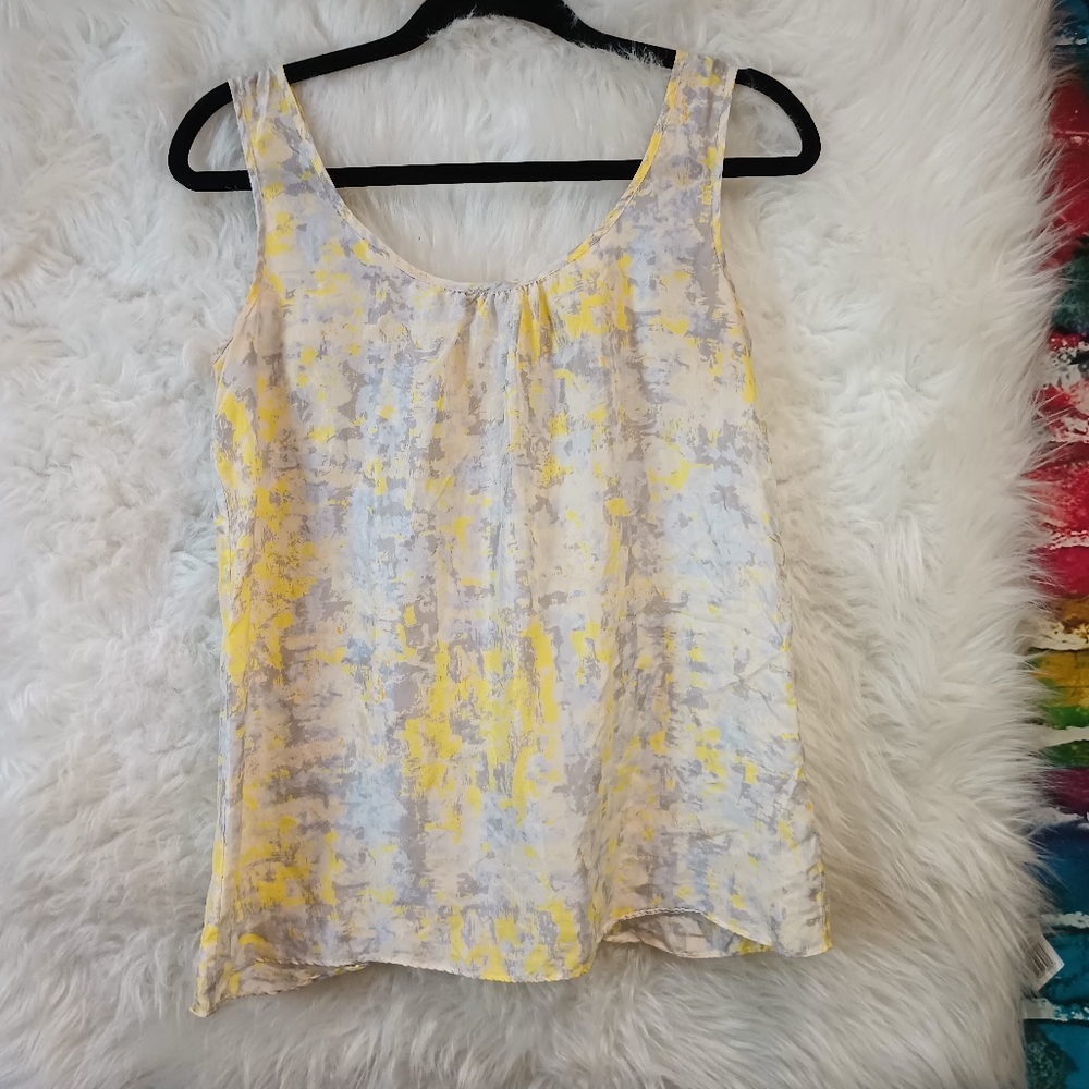 Cabi Yellow and Gray Sleeveless 100% Silk Tank Top Size XS - Picture 3 of 11